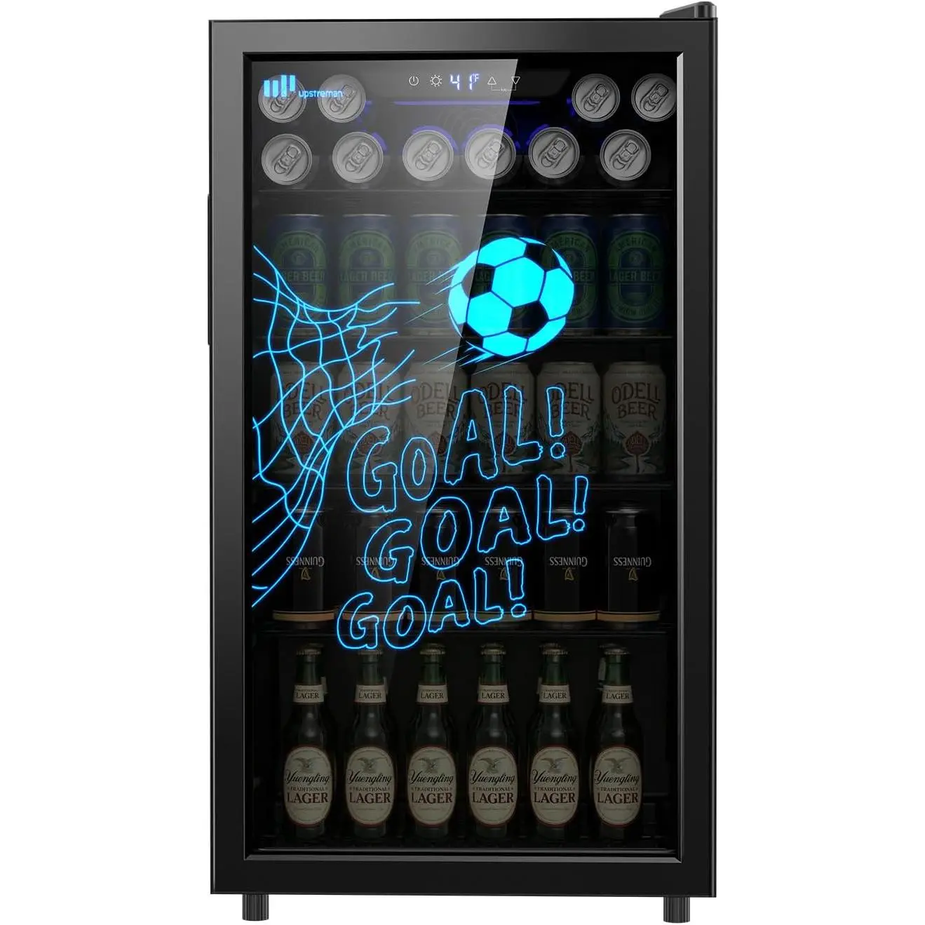 3.2 Cu.Ft Beverage Cooler Mini Fridge 126-Can Glass Door Unit with Adjustable Temperature Control, for Home, Bar, Black-B126