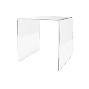 Clear Acrylic Riser Display Stand 6” Reusable Square Platform Bench POP Display for Retail Stores and Boutiques Plexiglass Counter or Tabletop One Piece Podium