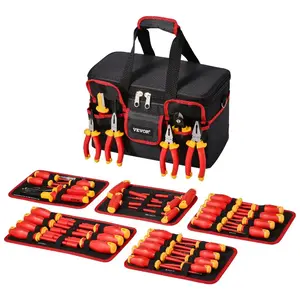 VEVOR Insulated Screwdriver Set, 50-Piece Professional Electrical Screwdriver Set, 1000V Insulated Electrician Tool, withMagneticTips, T-Handle Hex Wrench, Screwdriver, Single-Pole Voltage Tester