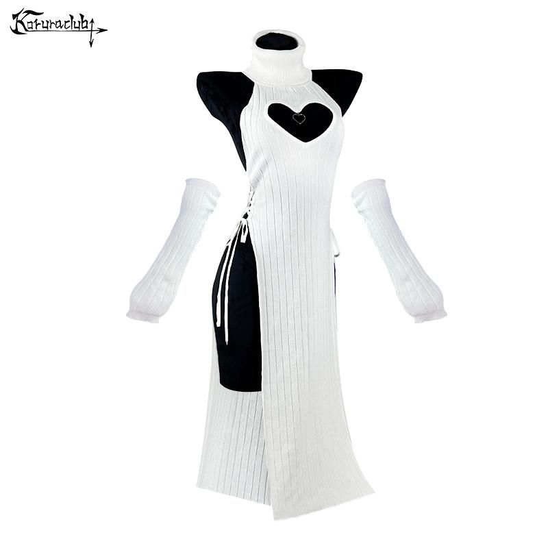 Koruraclub Valentine's Day Heart-shaped cheongsam Black Turtleneck Cosplay Succubus underwear Backless long skirt 2026 Hottest Picks