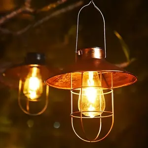 Elegant Solar-Powered Metal Hanging Lantern -, Powder-Coated Finish for Garden & Balcony Decor, 600mAh Nickel-Metal Hydride Battery, No Remote Needed, Solar Lanterns Outdoor