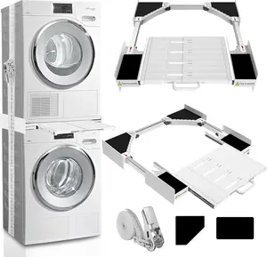 Washer Dryer Stacking Kit, Universal Washer Dryer Stacking Kit with Pull-Out Sliding Plate, Adjustable 29"-21" Stacking Kit for Washer and Dryer with Ratchet Strap