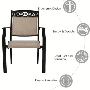Patio Chairs, Stacking Outdoor Dining Chairs, All Weather Rattan With Metal FrameOutdoor Chair Set For Backyard Deck Garden(2pcs)