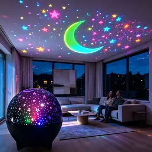 Star Moon Projection Ambient Light, USB Powered, Color Changing Patterns, Ideal for Bedroom, Living Room, Unique Gift Decor Lamp