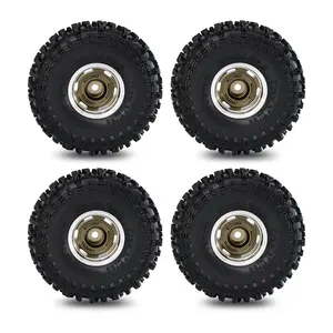 1.0 Inch Crawler Tires and Rims High Grip Soft Rubber Tires for TRX4M SCX24 FMS24 1/18 1/24 Scale Upgrade Kit Strong Climbing Performance