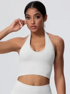 Women's Sports Bra, Wireless Sports Bra, Seamless Sports Bras, Strapless U-Neck Tight Yoga Bra, Pure Color Sexy, Backless Training Vest with Padded, Workout Bra, Sporty Breathable Bras, Stretch Sports Bra