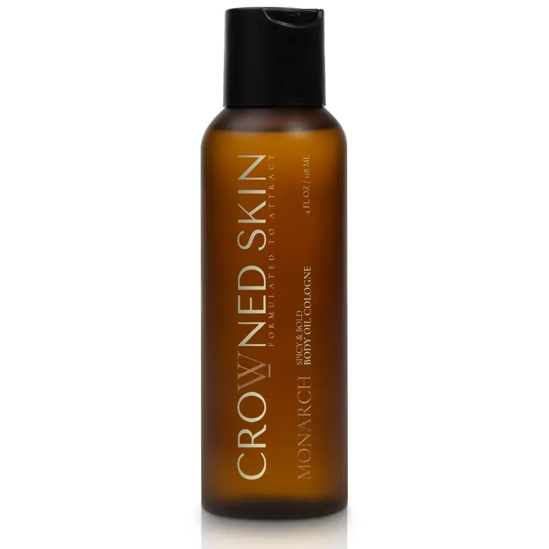 Crowned Skin Monarch Body Oil - Nourishing with Jojoba & Lemon - Woody Masculine Scent - Herbal & Sunflower Oils - Lightweight Fragrance for Daily Use - Fathersdaygift - Scented