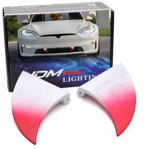 iJDMTOY Universal Fit White-To-Red Gradient Fangs, Vampire Teeth Decorations For Tesla as Well as Many Other Vehicles