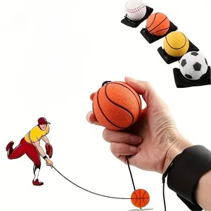 Wrist Ball Toy 4 Counts Set Random Color Rubber Ball Outdoor Durable Throwing Bouncing Sports Toy High Elasticity Hand Throw Ball