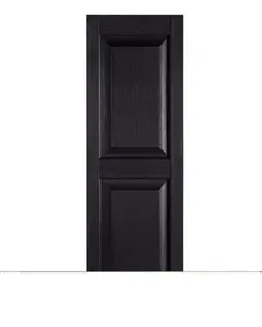 212 MAIN Premier 1-Piece Polypropylene Raised Panel Exterior Window Shutters with Center Mullion, Black, 15x59 in. - for Baby & Maternity Decor