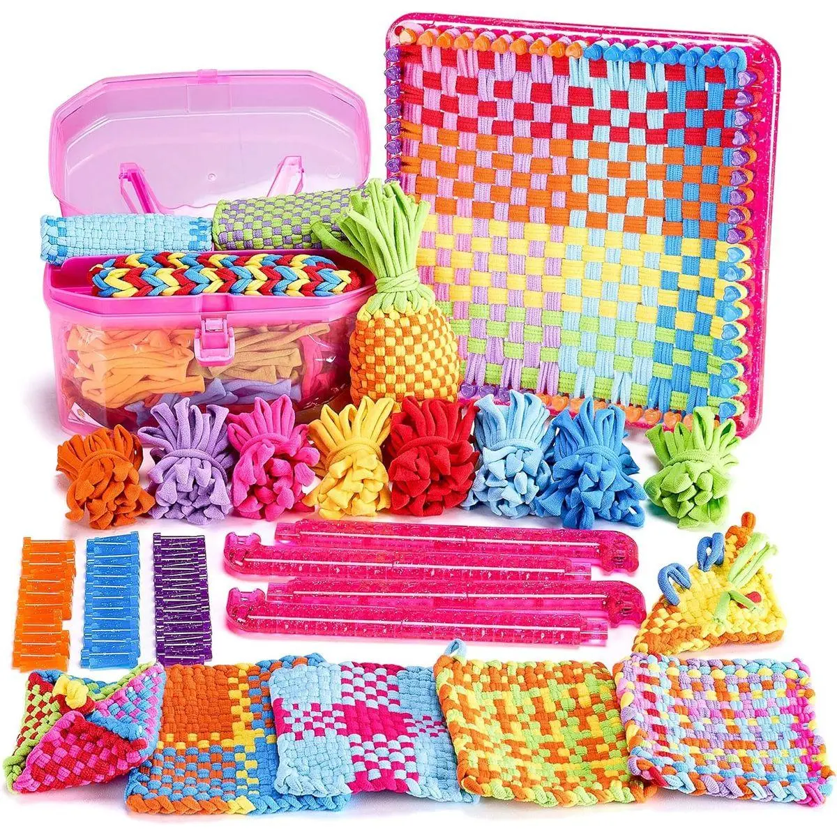 Weaving Loom Kit, Arts and Crafts for Kids and Adults, Potholder Weaving Loom Kits with 300pcs Craft Loops, Make Craft Potholders and Friendship Bracelets, Ideal Gifts for Girls