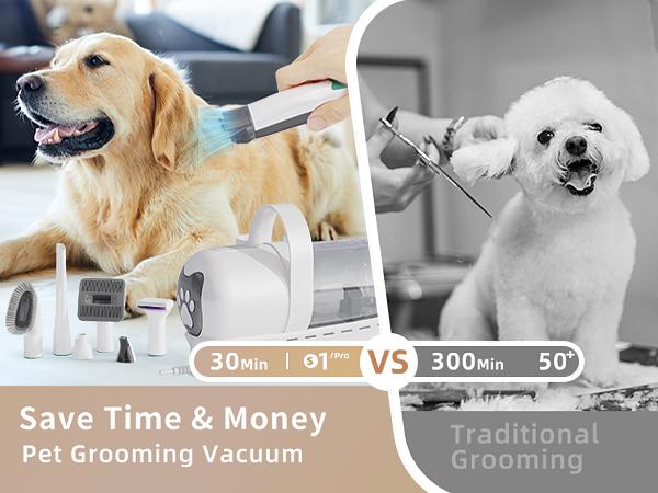 Grooming Vacuum, Dog Vacuum Brush for Shedding Grooming, Dog Hair Vacuum Groomer, 7-in-1 Pet Grooming Kit for Cat Dog, Pet Products