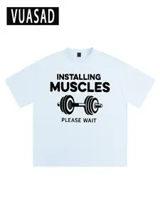 American Vintage Fitness Style Short Sleeve T-Shirt for Men, Heavy Cotton Loose Fit Oversized Streetwear Top, Casual Long Tee