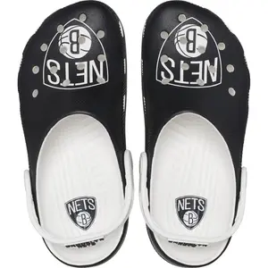 Crocs Adult NBA Brooklyn Nets Classic Clogs, White/Black, M13