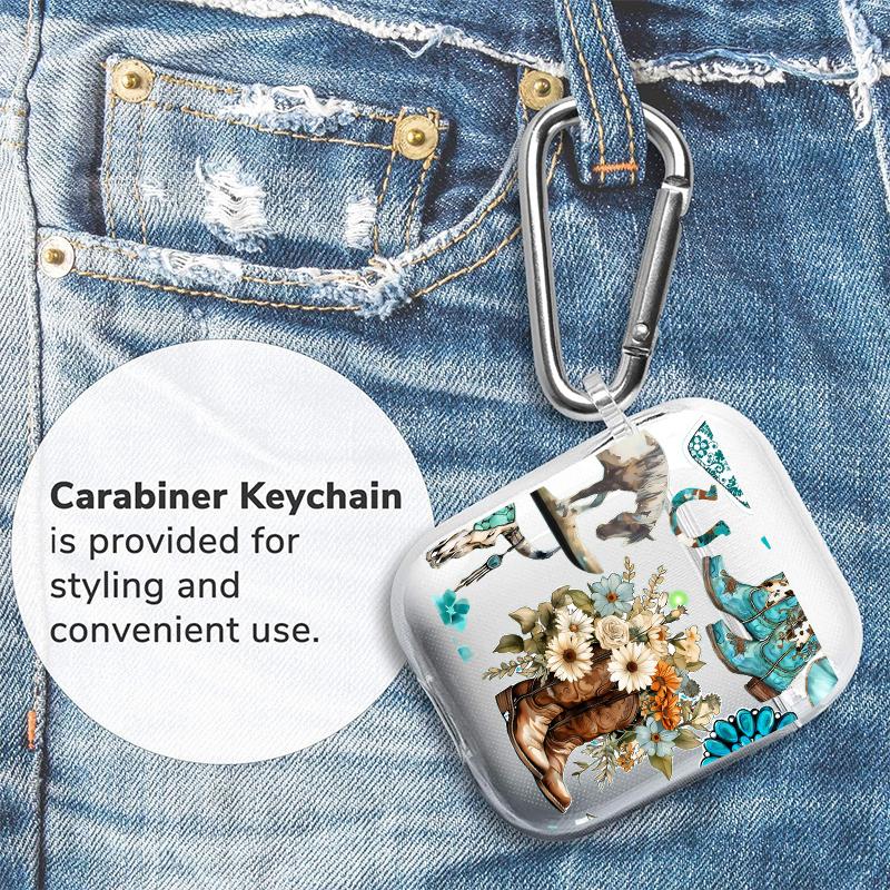 Western Charm Collage Pattern TPU Soft Protective Case for Apple AirPods 4/3/2/1/Pro/Pro2 Transparent Earphone Cover with Keychain Attachment Western Charm Collage Pattern TPU Soft Protective Case for Apple AirPods 4/3/2/1/Pro/Pro2 Transparent Earphone Cover with Keychain Attachment