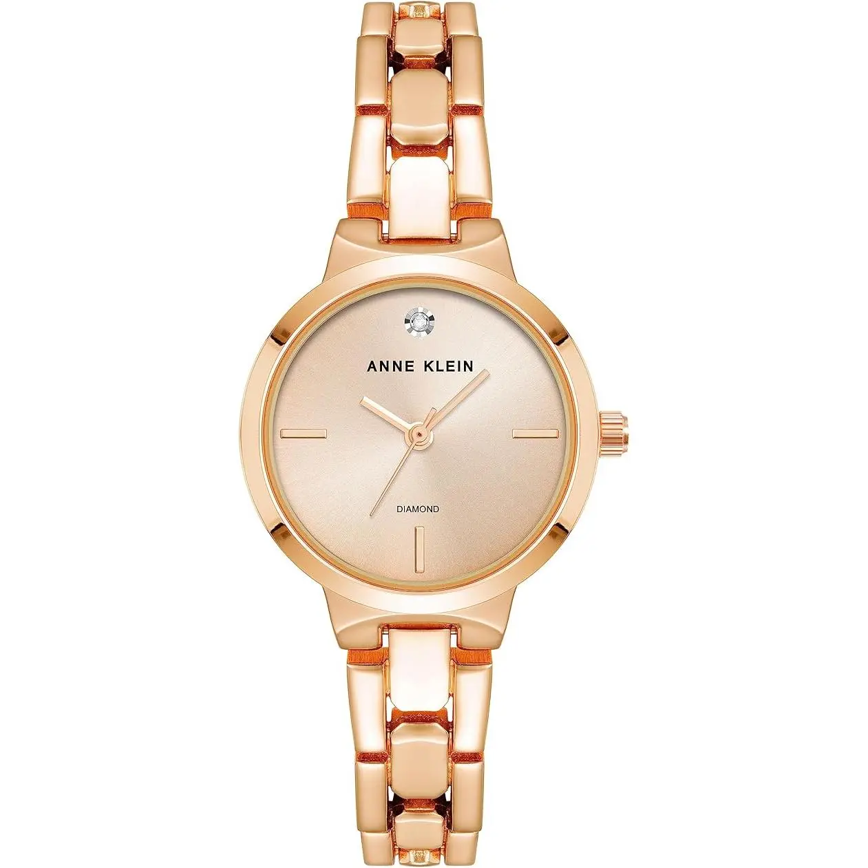 Anne Klein Petite Rose Gold-Tone Diamond Dial Analog Ladies Watch AK-4190RGRG AK/4190RGRG, Accessories For Women, Watches For Women, Adjustable Link Bracelet, Bracelets For Women