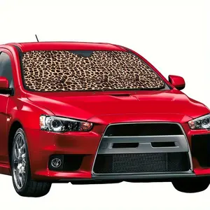 Interior Protection Accessory - Leopard Print Aluminum Roll-Up Car Sunshade