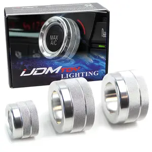 iJDMTOY 3pc Silver Aluminum AC Climate Control Radio Volume Turner Ring Cover For 11-16 BMW F10 F11 F07 5 Series 5GT, 11-17 F12 F13 F06 6 Series, Gran Coupe, 08-15 F01 F02 7 Series