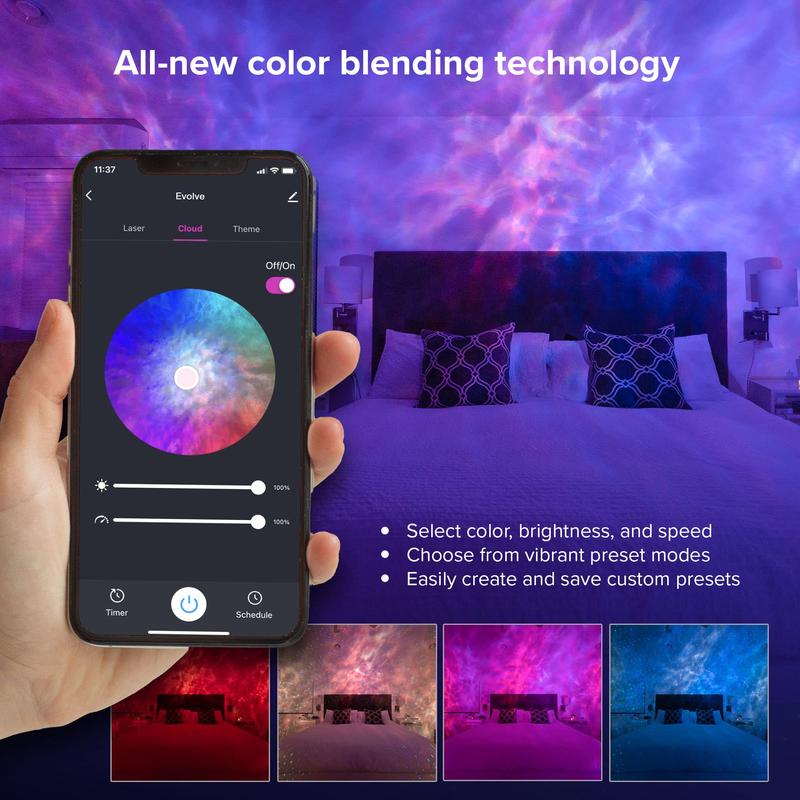 Sky Lite Evolve - Cloud Galaxy Projector Light with LED Nebula Lighting and Ocean Lamp, Wave lamp, WiFi App for Bedroom lights, Meditation, Relaxation, Gaming Room, Home Theater, and Bedroom Night Light Gift (Nebula Cloud Only)