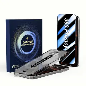 One Fish 2 Pack 360° Privacy Screen Protector for iPhone - Anti-Shatter, Anti-Spy, Dust-Free, Case Friendly, Anti-Fingerprint