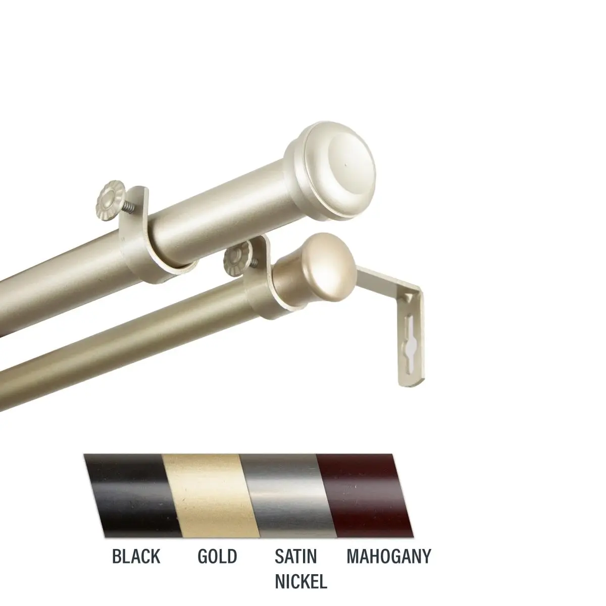 Central Design Classic Cillo 1 in. Double Adjustable Double Rods Metal Extension Rod Window-Dressing Hardware, 28-48 in. Light Gold for Home Windows