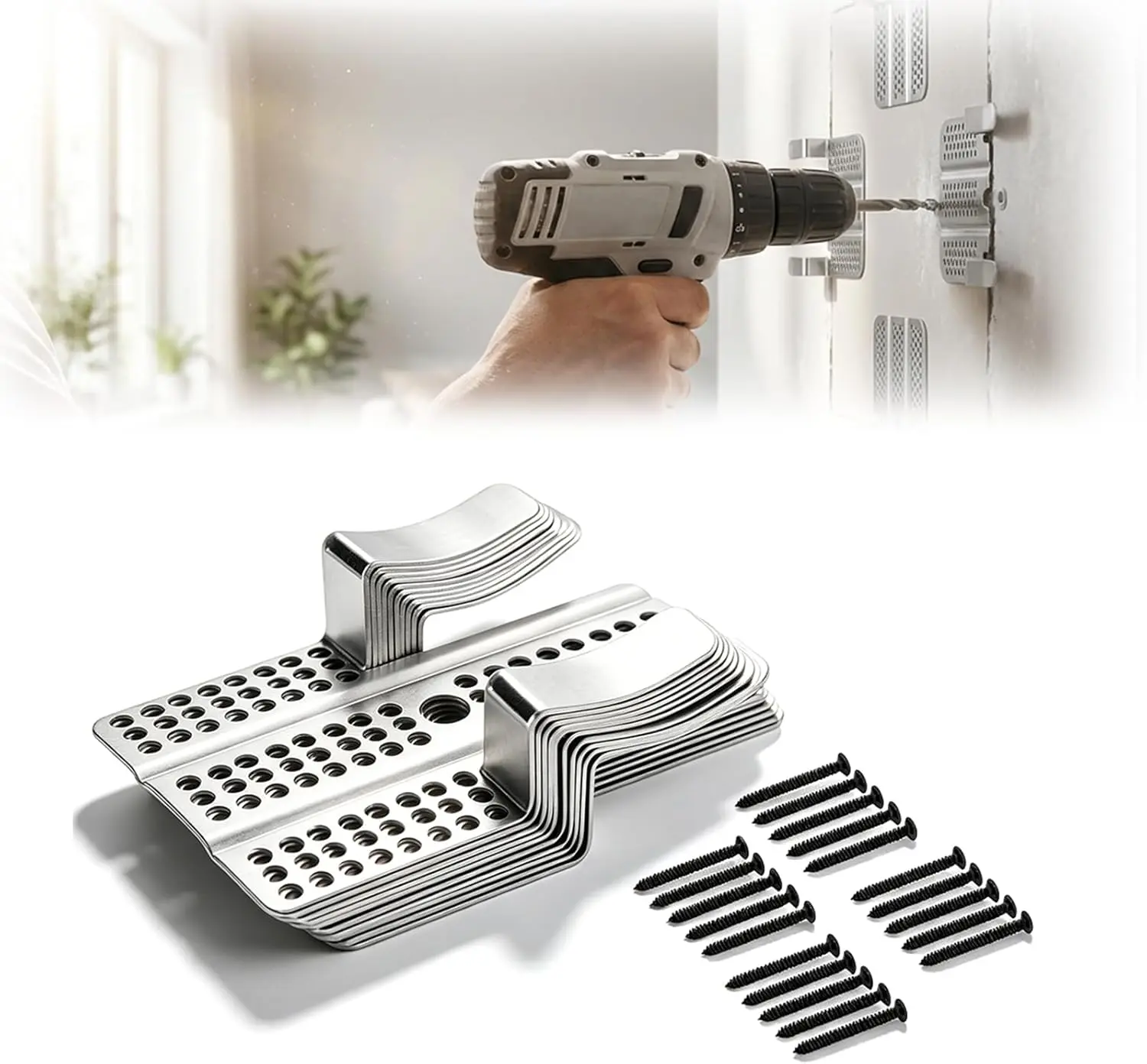10 Pack Drywall Repair Clips,Easy Install Drywall Clip 1/2 Inch,Professional Hole Repair Patch Kit for Wall and Sheetrock, Strong Metal Backing Clips with Screws for Home Improvement