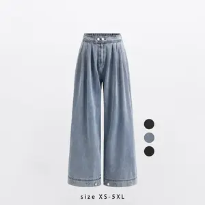 Women's High Waist Pleated Balloon Jeans – Y2K Inspired Baggy Wide Leg Denim Pants with Zip Front Closure, Adjustable Cuffed Ankles, Loose Fit for Effortless All-Season Casual Streetwear, Trendy & Versatile Must-Have Denim Piece