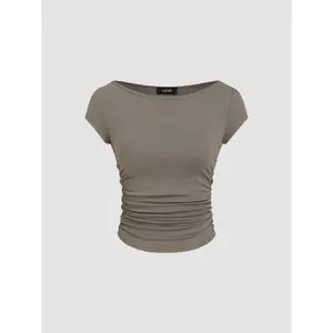 Cider Boat Neck Ruched Tee