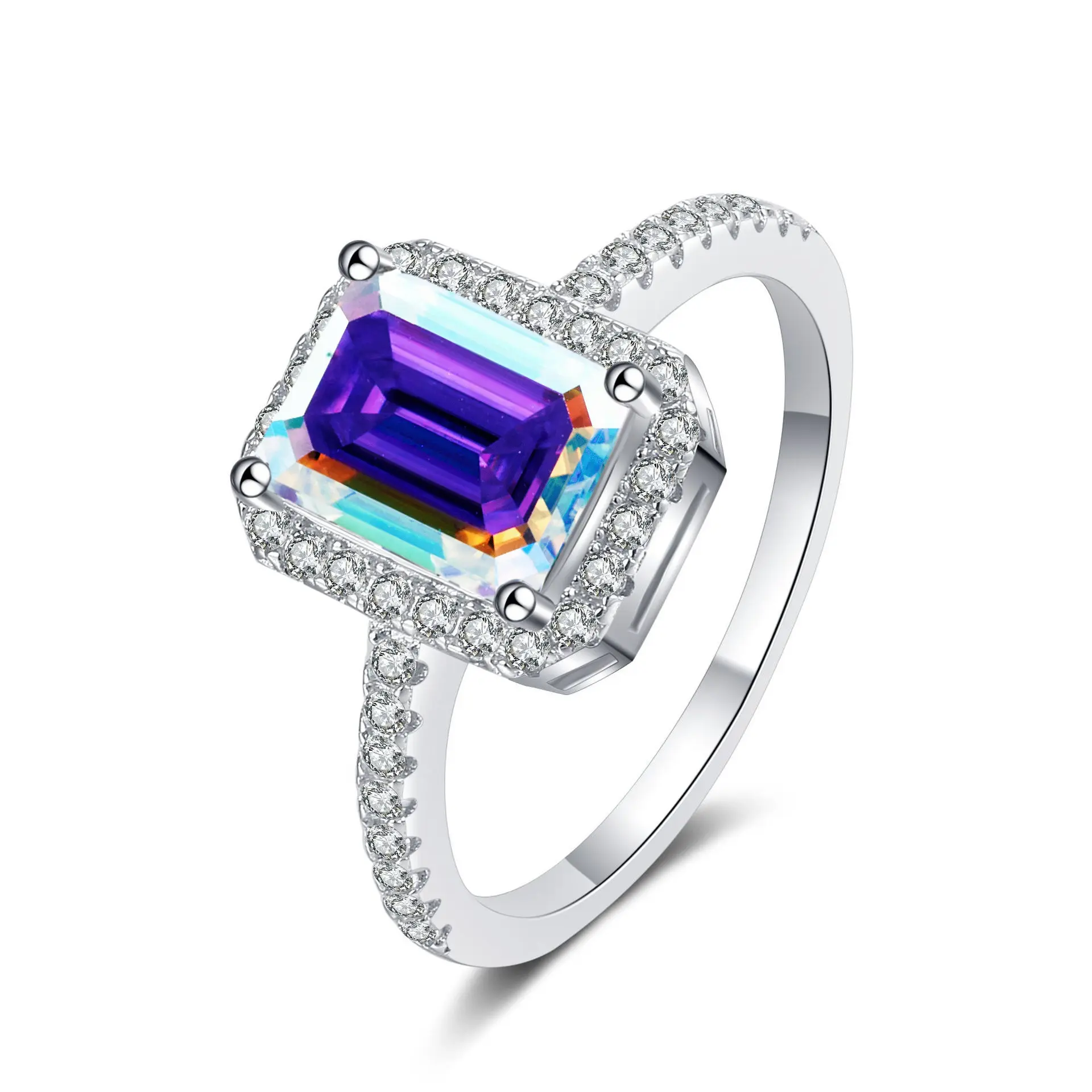 2 Carat Emerald Cut Moissanite Ring Sterling Silver S925 Band Ring Wedding Ring Moissanite Diamond Ring