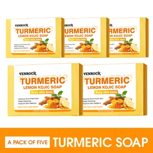 5 Bars Turmeric Soap Bar for Face & Body | Vegan Skin Cleanser for Smooth, Moisturized & Radiant-Looking Skin | Rich Lather, Deep Cleansing & Refreshing Scent