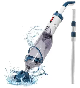Pool Vacuum for Above Ground Pool with a Telescopic Pole, Running time up to 1H, Handheld Rechargeable Pool Cleaner with Powerful Suction up to 18.5 gallons/min, Ideal for Leaves & Debris