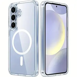 Magnetic Clear Protective Cases for Samsung Galaxy S25 Ultra S24 Ultra S23 S22 S21 Fe Plus, Transparent Slim Crystal Shockproof Bumper Cover