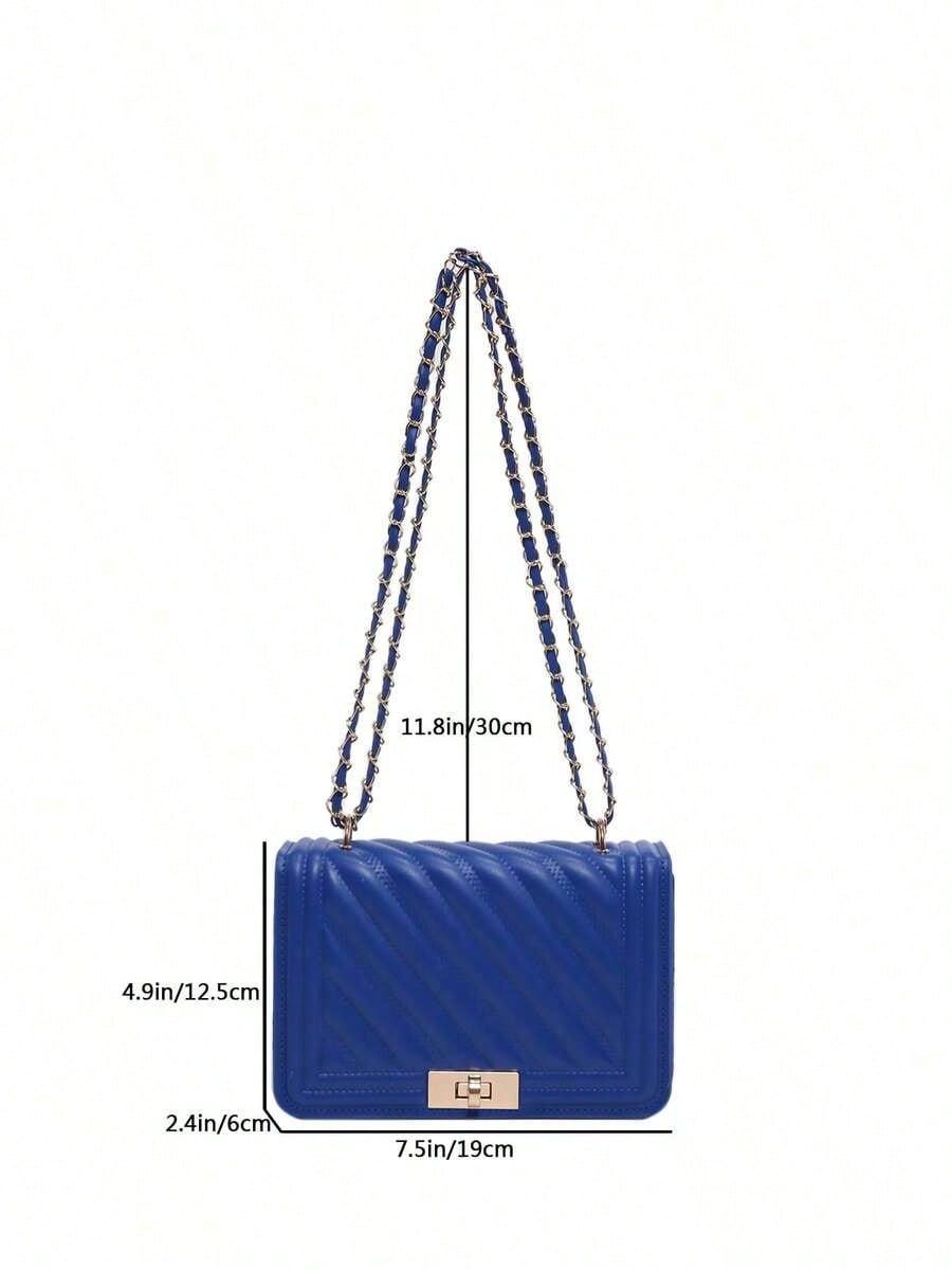 Fashionable New Solid Color PU Embossed Shoulder Bag, Street Commuting Crossbody Bag, Minimalist Women's Chain Small Square Handbag