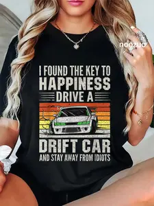 100% Cotton Retro Vintage Funny Japanese Drift Car Drifting T-Shirt