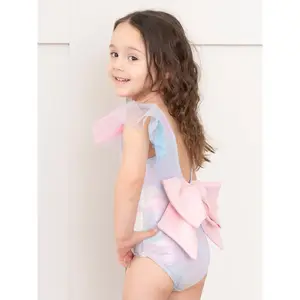 Rainbow Holographic Tulle Ruffle Swimsuit(Sheet)