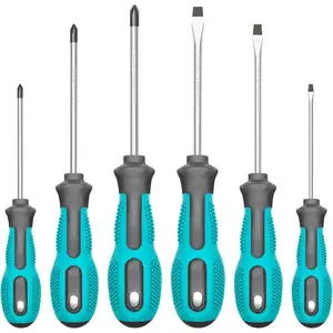 Magnetic Screwdriver Set - 6-Piece Set with 3 Phillips & 3 Flat, Non-Slip Cushion Grip Nut, Professional Tool for Repair