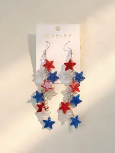Classic American Independence Day Star Acrylic Fashion Dangle Earrings, Perfect Gift for Women, Elegant Jewelry for Special Occasions