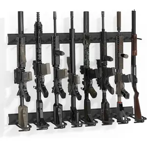 Gun Rack Wall Mount, Aluminium Alloy Gun Racks for Wall, Adjustable 4/8/12 Slot Indoor Gun Racks Securely Hold Shotguns Rifles Rack