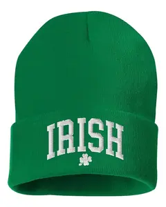 Irish Pride Embroidered Beanie by Classic Kelly - Unisex St. Patrick's Day Clover Cuffed Hat