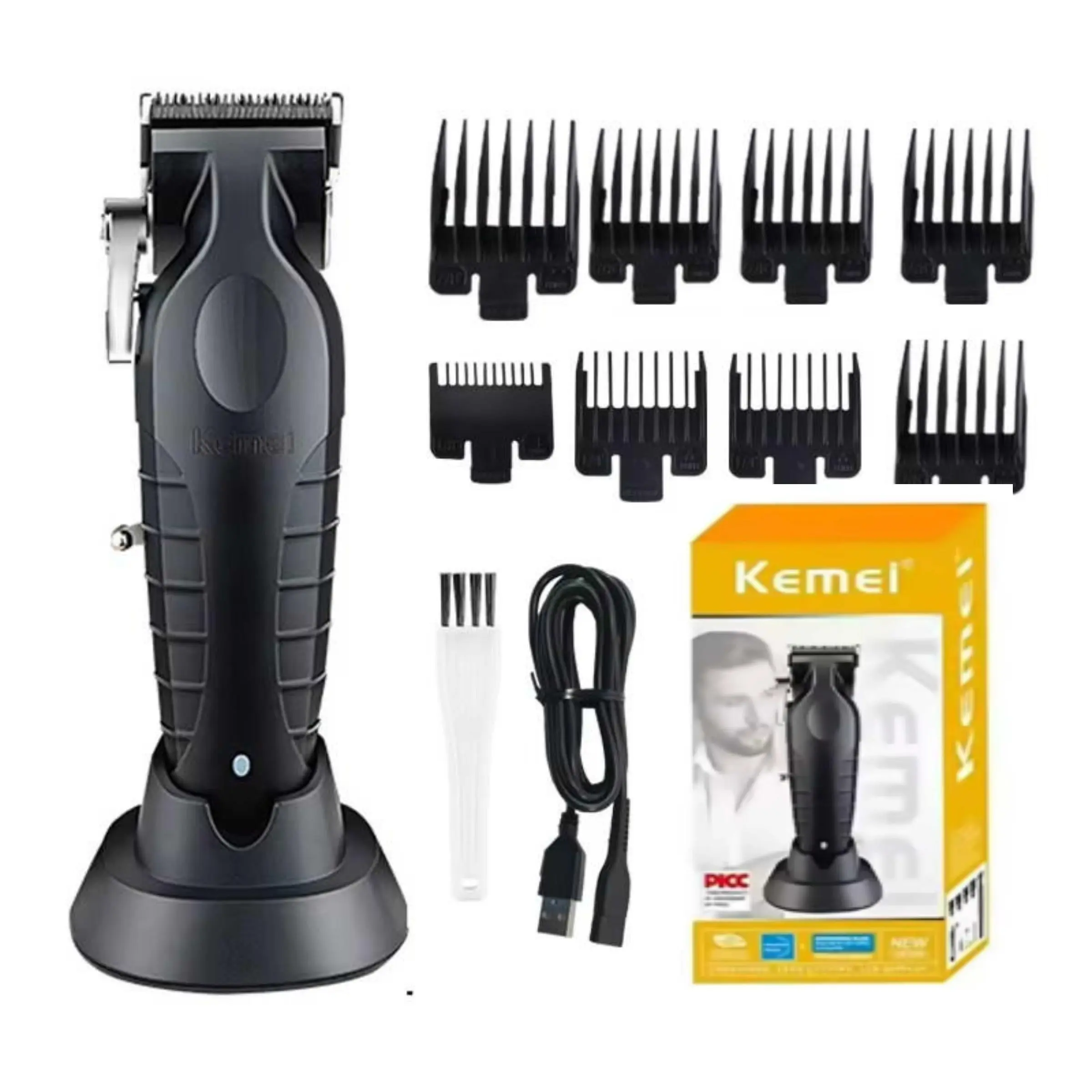 Buy Kemei Electric Hair Clipper Km-2296, USB Rechargeable Trimmer with Base, Professional Salon Tool, High Precision Grooming Kit