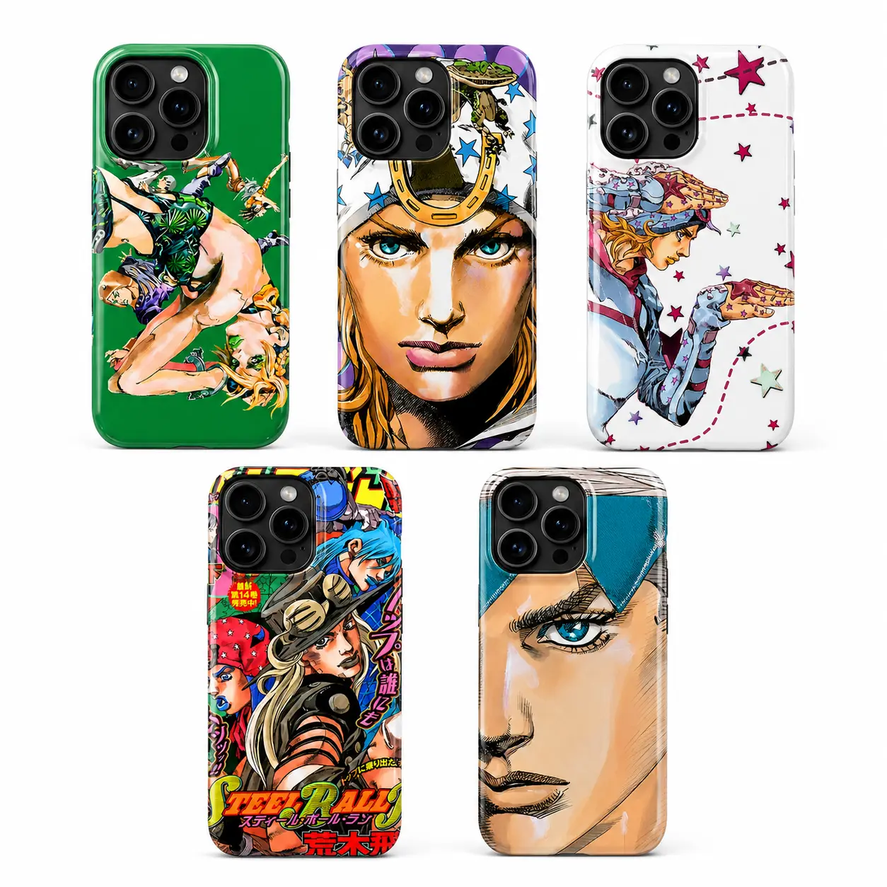 JoJo's Bizarre Adventure Steel Ball Run Smartphone Case - Johnny Joestar & Gyro Zeppeli Manga Art Cover for iPhone 17, 17 Pro, 16, 15, 14, 13, 12, 11 with Handheld Cellphone Device Protection, Devices