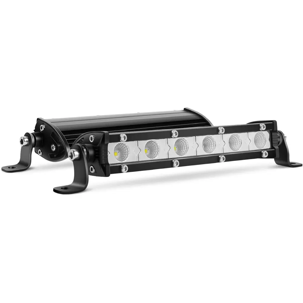 Nilight 2PCS 7-Inch 18W Ultra-Slim Single Row Aluminum Alloy LED Flood Driving Car Lights - IP67 Rated, Wide Angle, Mount-Included Off-Road Lights for 4x4 Jeeps, Mower, Trains