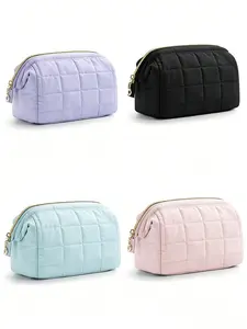Soft Puff Makeup Bag, Partitioned Travel Wash Kit, Portable Cosmetic Organizer, Ideal for On-The-Go Beauty Essentials