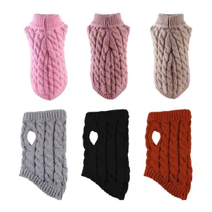 Stylish Pet Dog Sweater for Autumn & Winter New Arrival Pet Clothes Solid Color Twist Knit Warm Comfortable Outfit for Cooler Seasons
