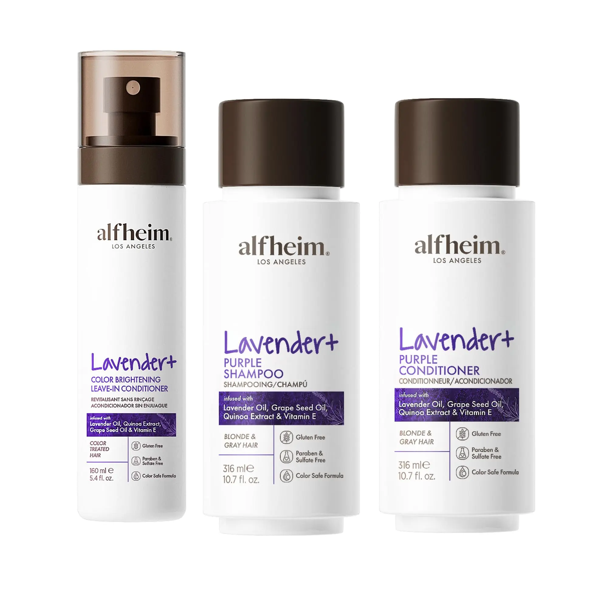 Lavender Hair Care Set with Hair Spray Repairs Damage Color Protection Heat UV Defense Lavender Oil Daily Essential
