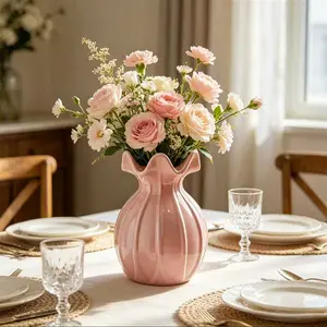 Modern Ceramic Vase Cream Style for Living Room Bedroom Dining Table Coffee Table Decor Flower Hydroponic Plant Art Ornament