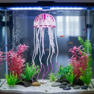 Fluorescent Jellyfish Aquarium Decor Light, Realistic Swimming Glowing Jellyfish Lamp, Dynamic Underwater Decor, Eco-Friendly Resin Glow Nightlight, Child-Safe Waterproof Fish Tank LED, Three Sizes Available