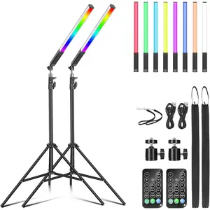 2 Pack RGB LED Video Light Wand Stick,  Photography Studio Lighting Kits with 29" to 81" Tripod & Remote Control, Dimmable Photography Light Wand 36 Colors 3000K-6000K