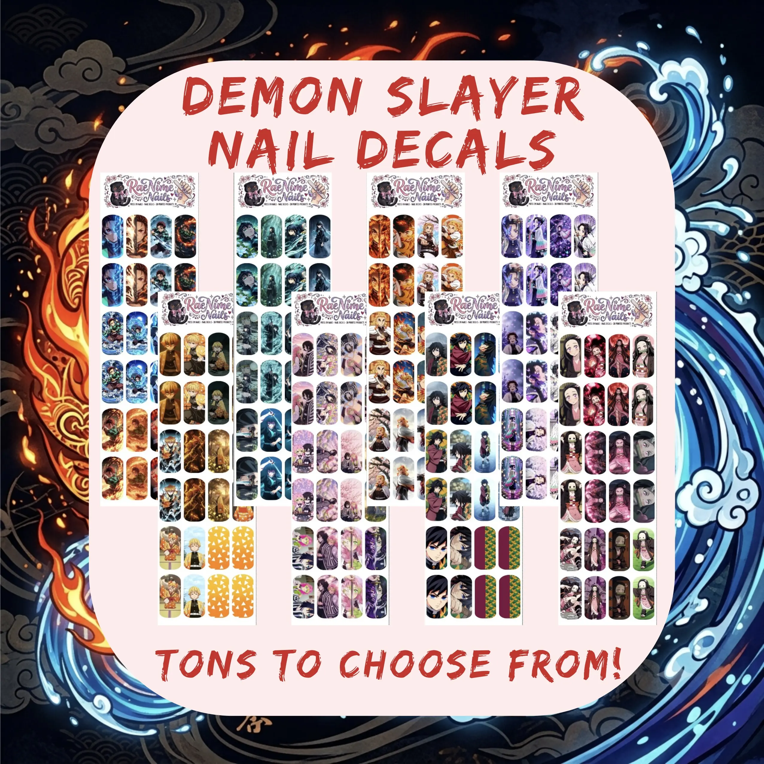 Demon Slayer Waterslide Nail Decals