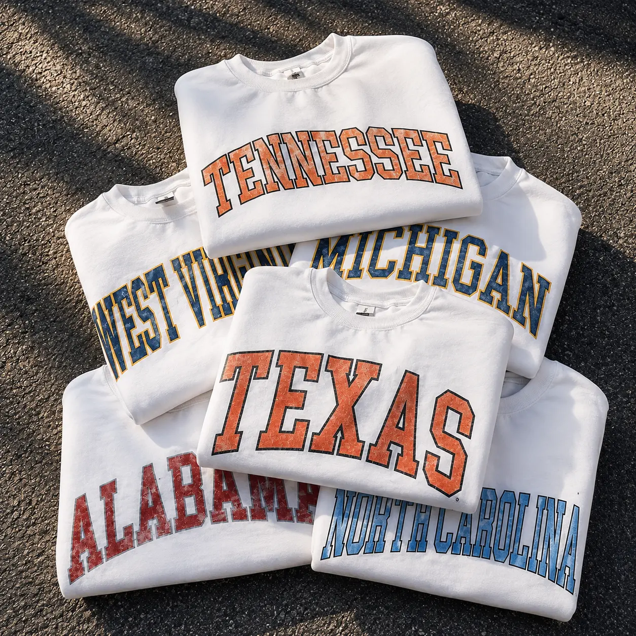 Vintage Varsity State Graphic Sweatshirt, Retro Collegiate Crewneck Pullover, Classic Campus Sports Style Top, Unisex Everyday Gift for Students Alumni Men Women